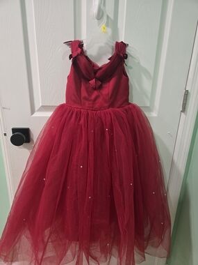 Girls' Red Tulle Formal Dress